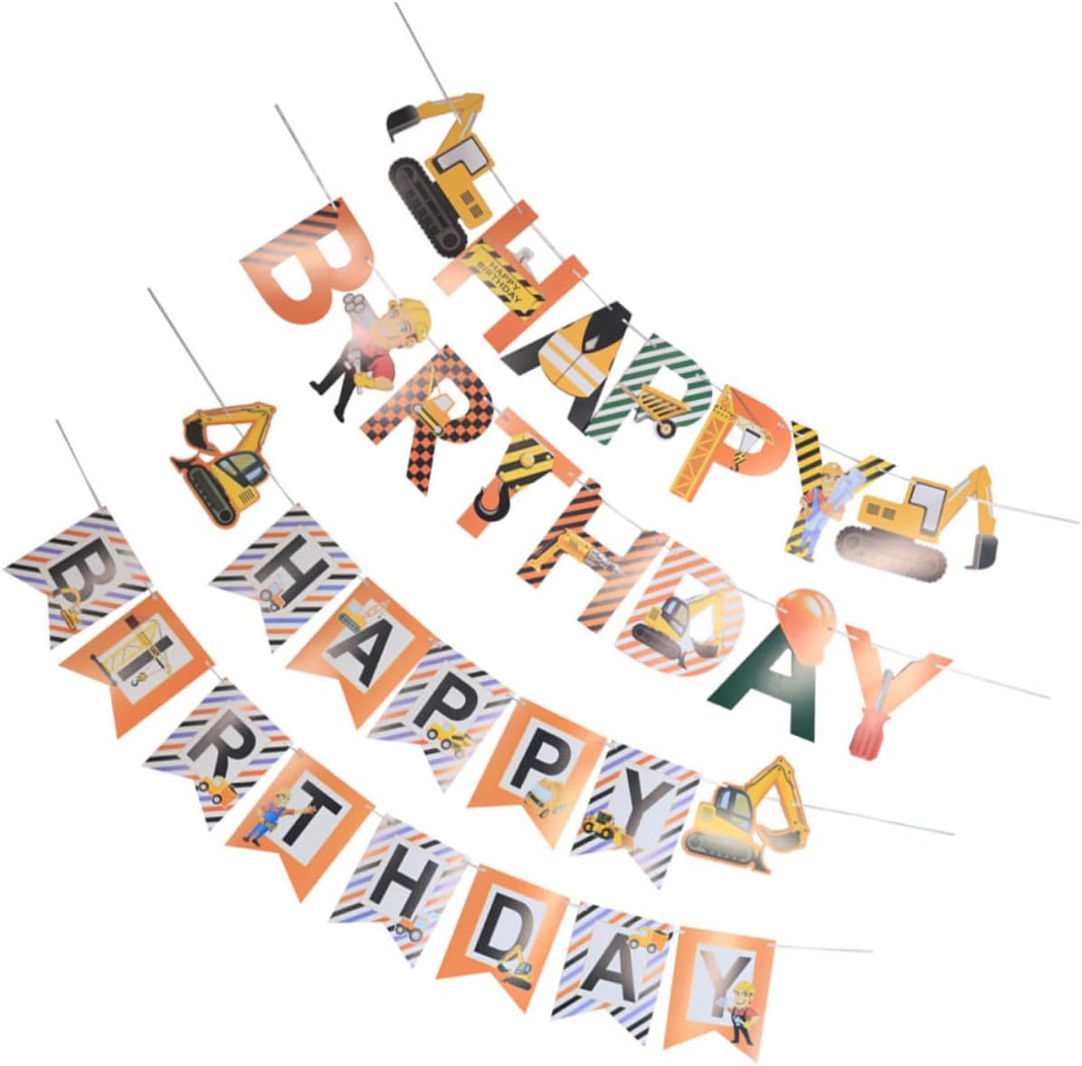 2pcs Car Themed Birthday Hanging Flags for Boys and Girls