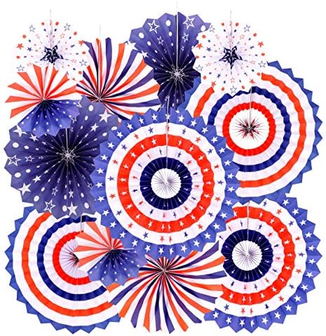 Independence Day Paper Fans Decorations 12pc