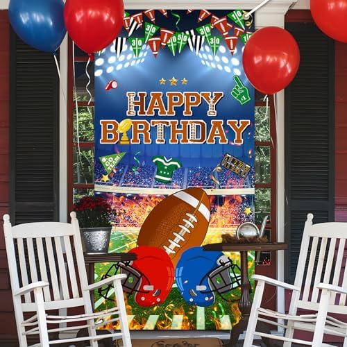 Avezano Football Birthday Banner Blue Decorations