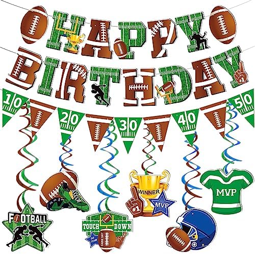 36PC Football Birthday Banner - Super Bowl Party Decorations