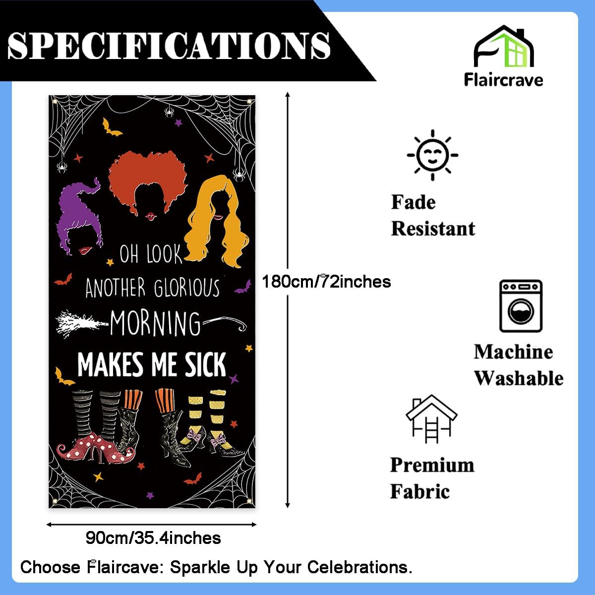 Flaircave Hocus Pocus Witch Sisters Door Banner Halloween Decor