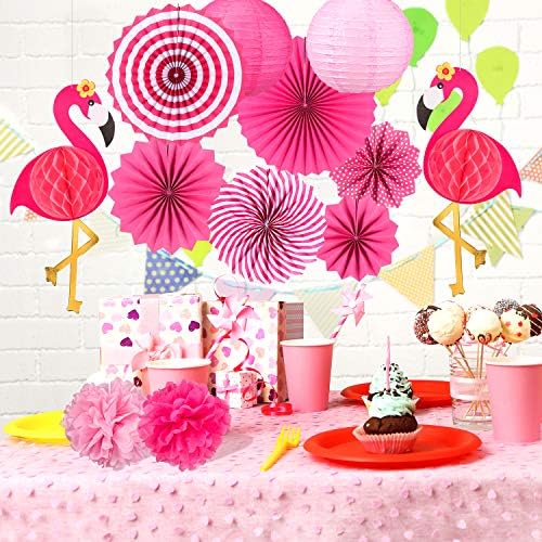 Whaline Flamingo Party Honeycomb Decorations 15Pcs Set