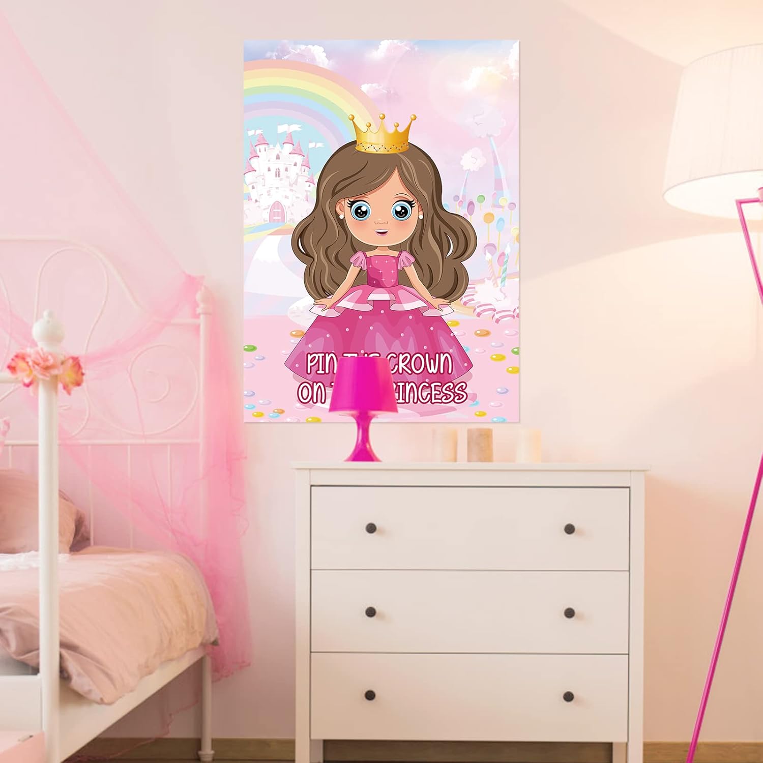 Hooqict Pin The Crown Princess Party Game Set