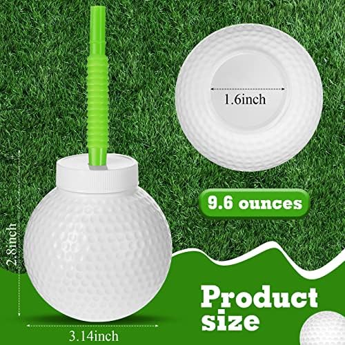 Sawysine 12 Piece Golf Ball Cup Set with Lids and Straws
