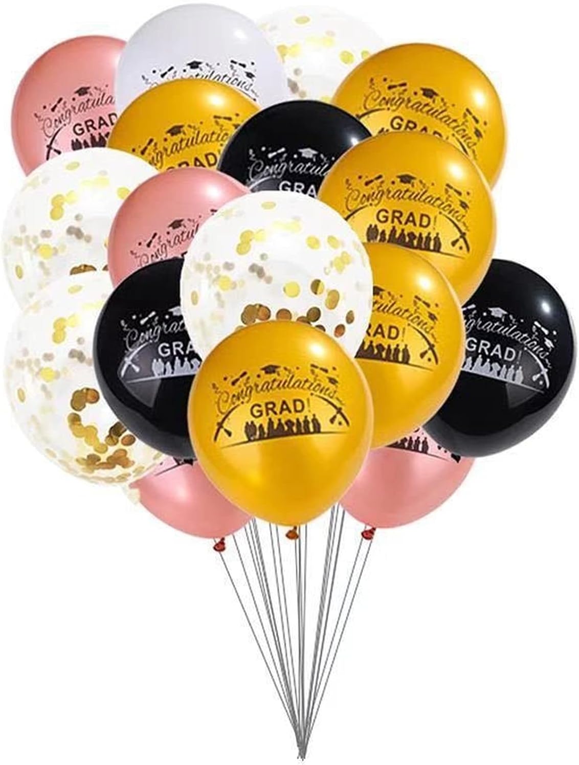 SHINsuke Graduation Party Supplies 48 Pcs Black Gold Decorations