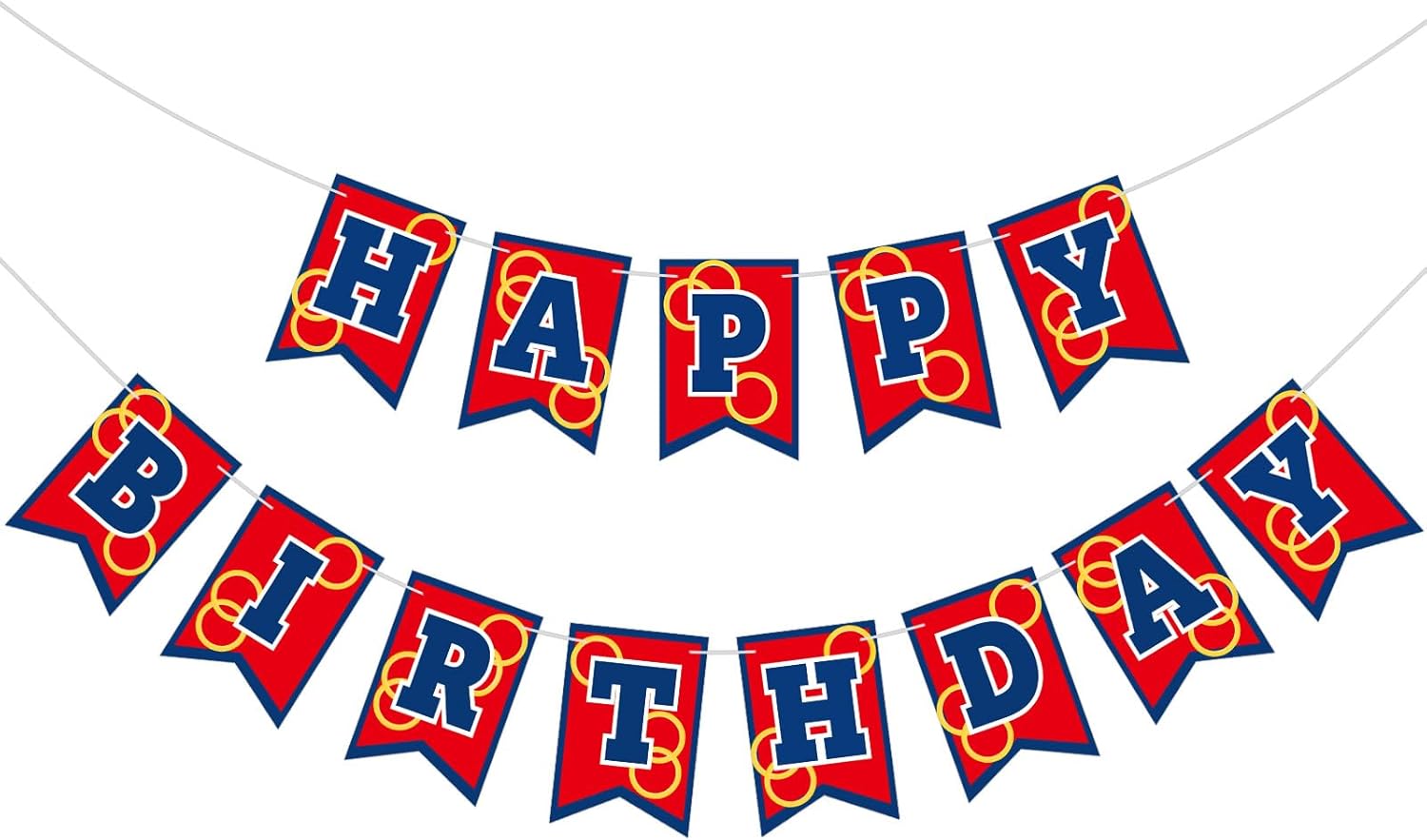 Red Blue and Golden Rings Birthday Banner