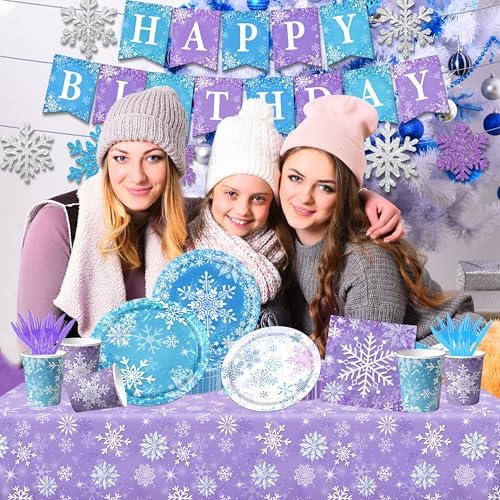 143pcs Snowflake Themed Party Set for Winter Birthday