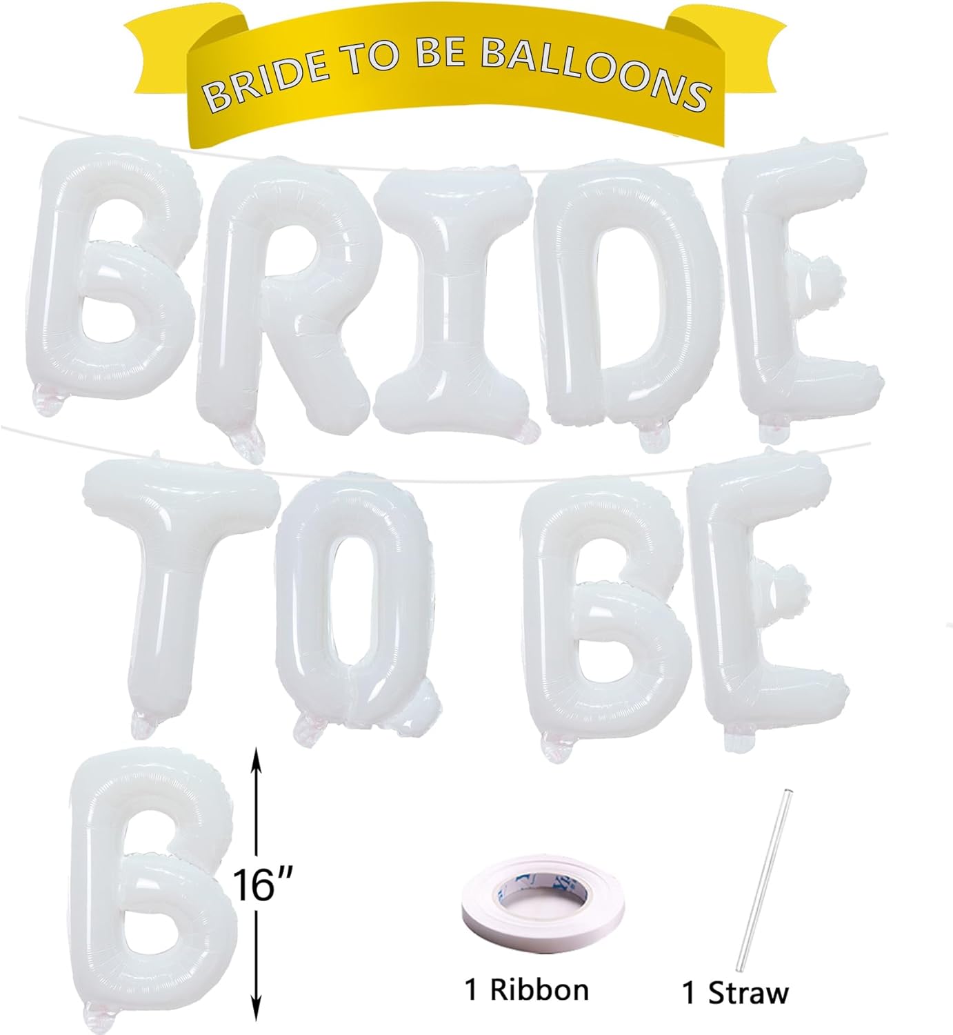 Tellpet Bride To Be Balloons Banner White
