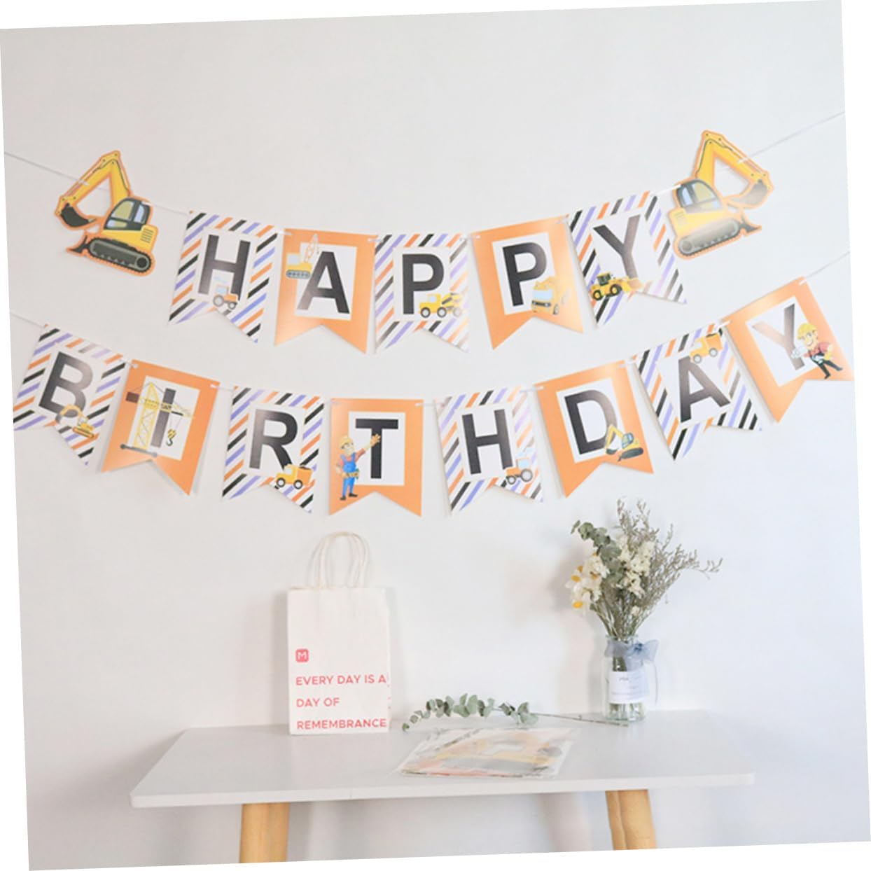 2pcs Car Themed Birthday Hanging Flags for Boys and Girls