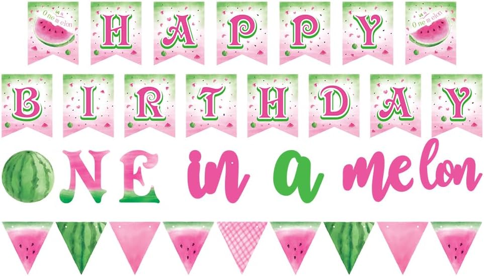 Watermelon Birthday Banner for Summer Kids Party Decor