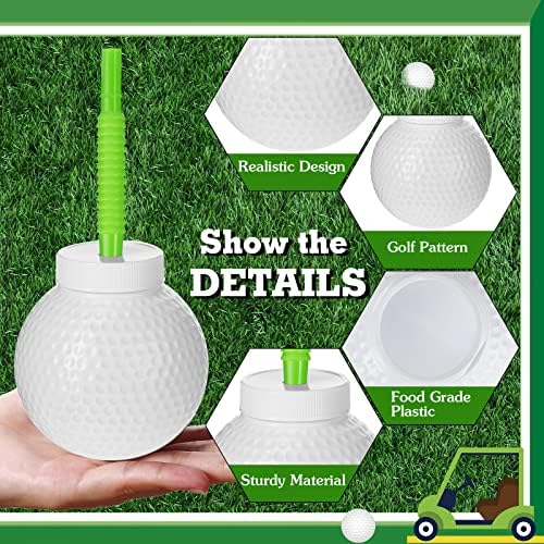 Sawysine 12 Piece Golf Ball Cup Set with Lids and Straws
