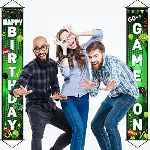 Blulu Game On Birthday Banner - Video Game Party Decor