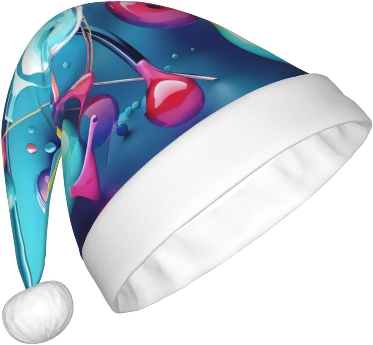 QINZHENG 3D Print Santa Hat with Abstract Science Design
