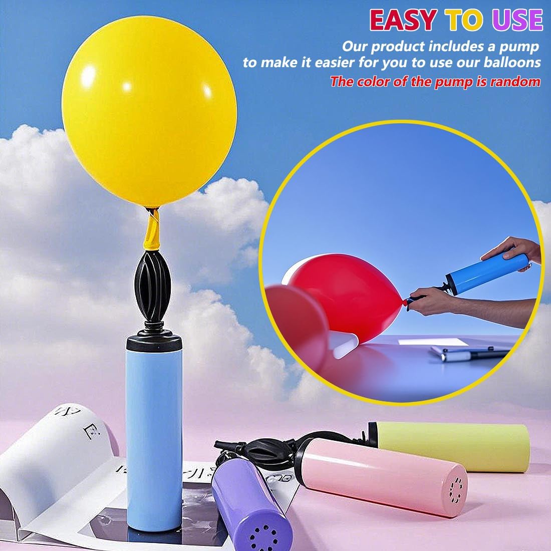 Thickened 12 Inch Birthday Balloons 100Pcs with Pump and Ribbon