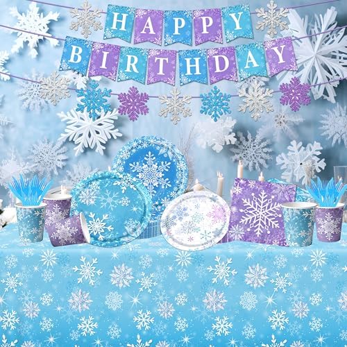 143pcs Snowflake Themed Party Set for Winter Birthday