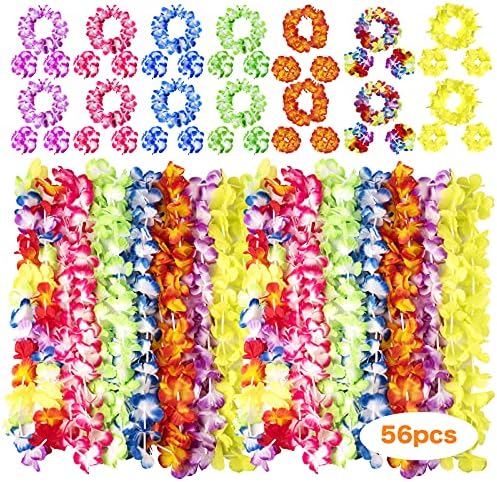 HongyiTime 56 Piece Hawaiian Lei Set