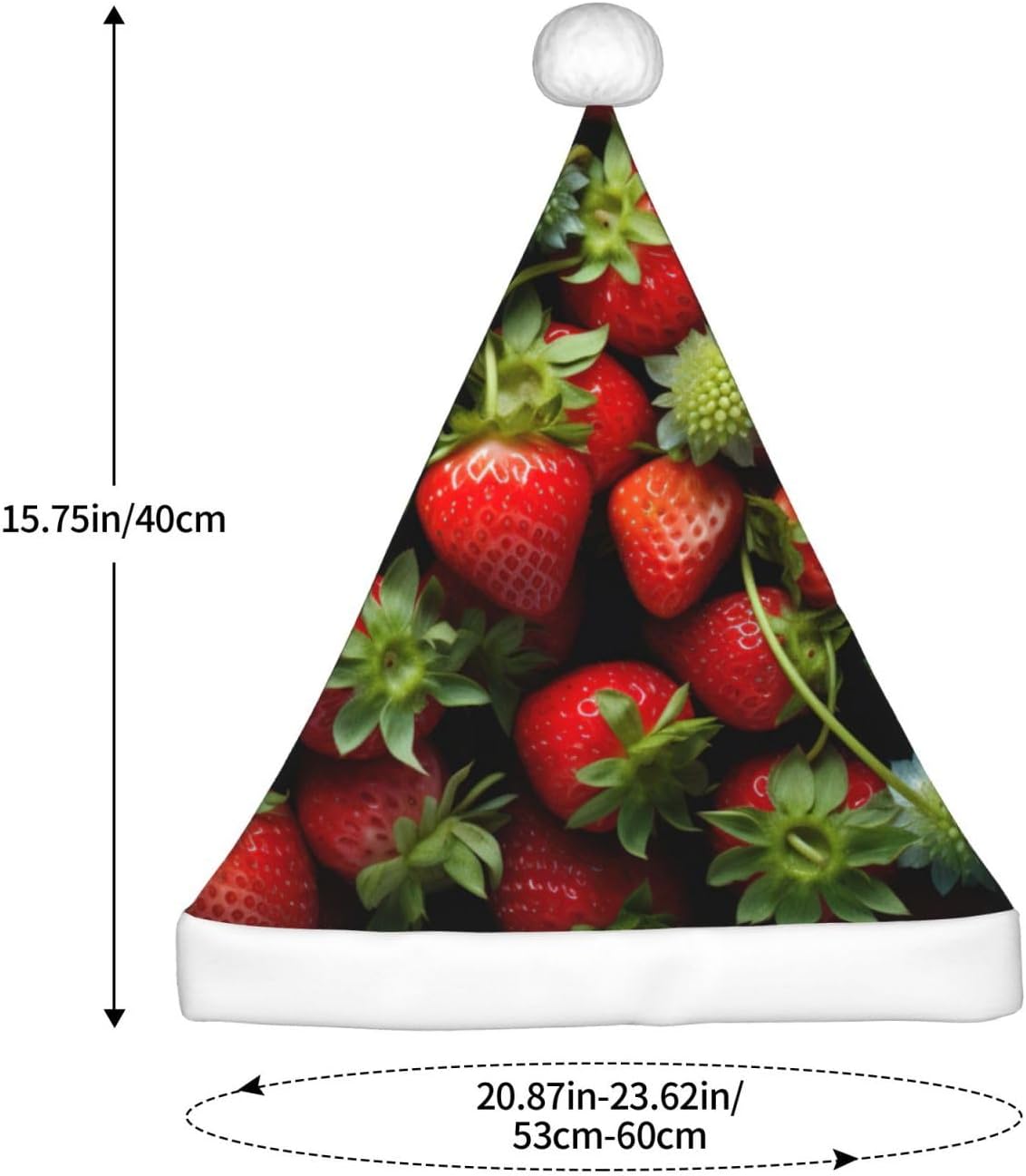 QINZHENG Personalized Santa Hat with Strawberry Print