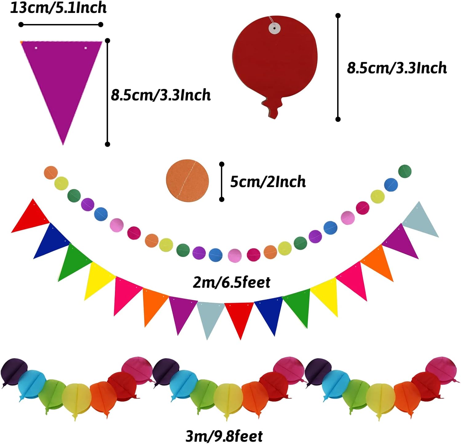 Fiesta Party Decorations Set Multicoloured Fans Pompoms Balloons