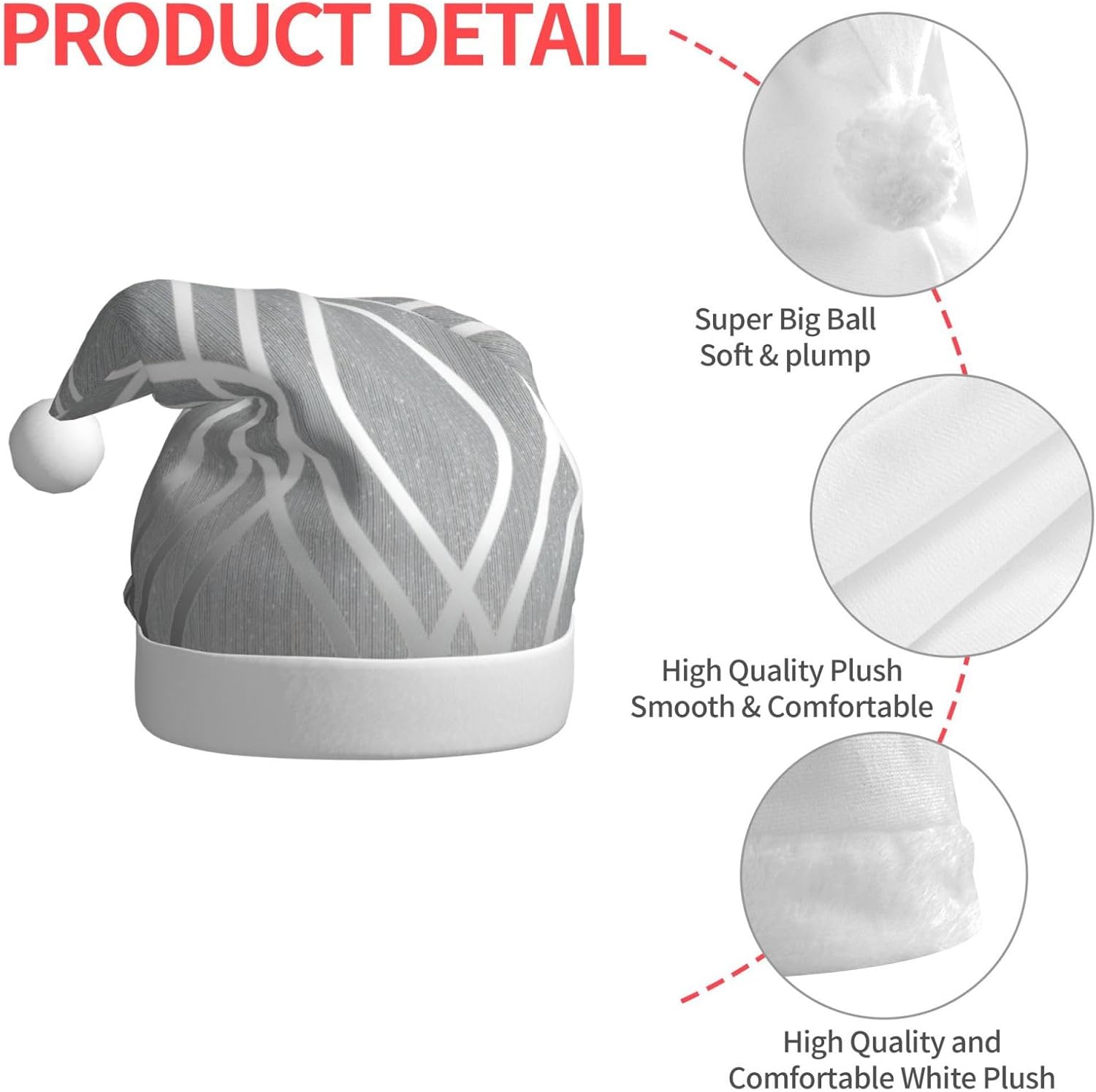 QINZHENG Silver Geometric Santa Hat for Women