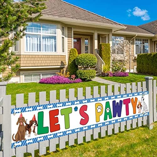 Lets Pawty Banner Dog Birthday Decor Yard Sign