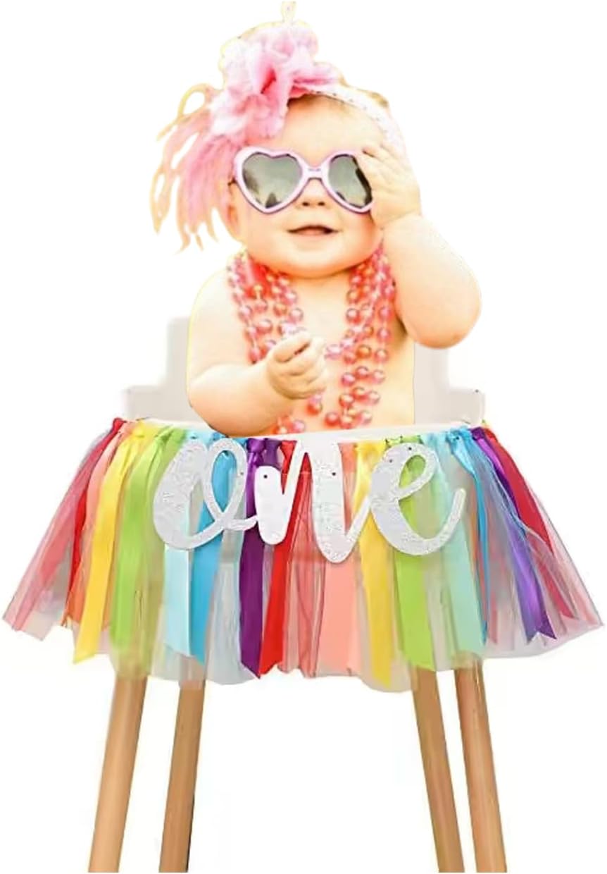Rainbow High Chair Banner for 1st Birthday Party