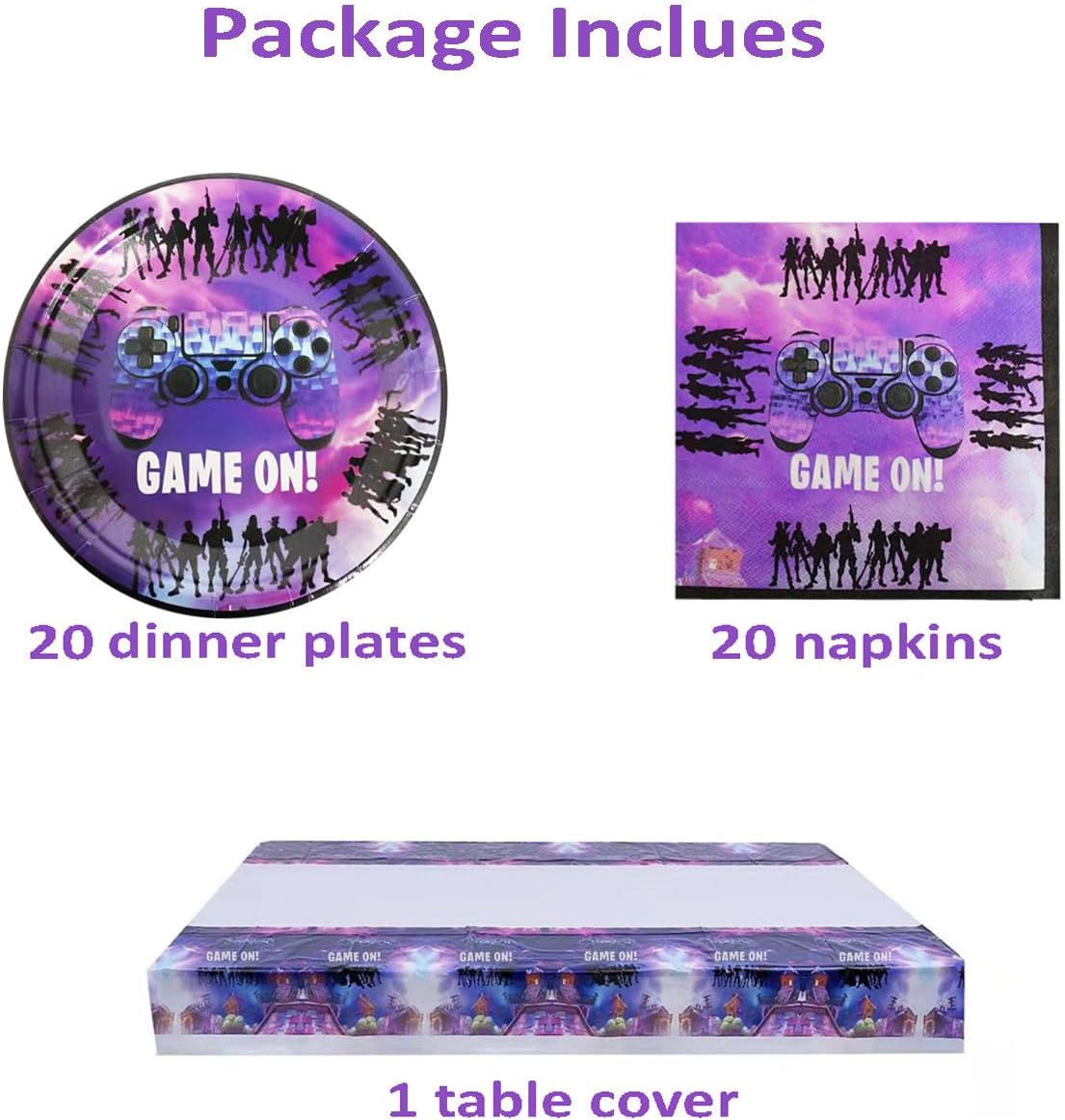 YLILILY Game Theme Partyware Set for Kids 20 Pieces