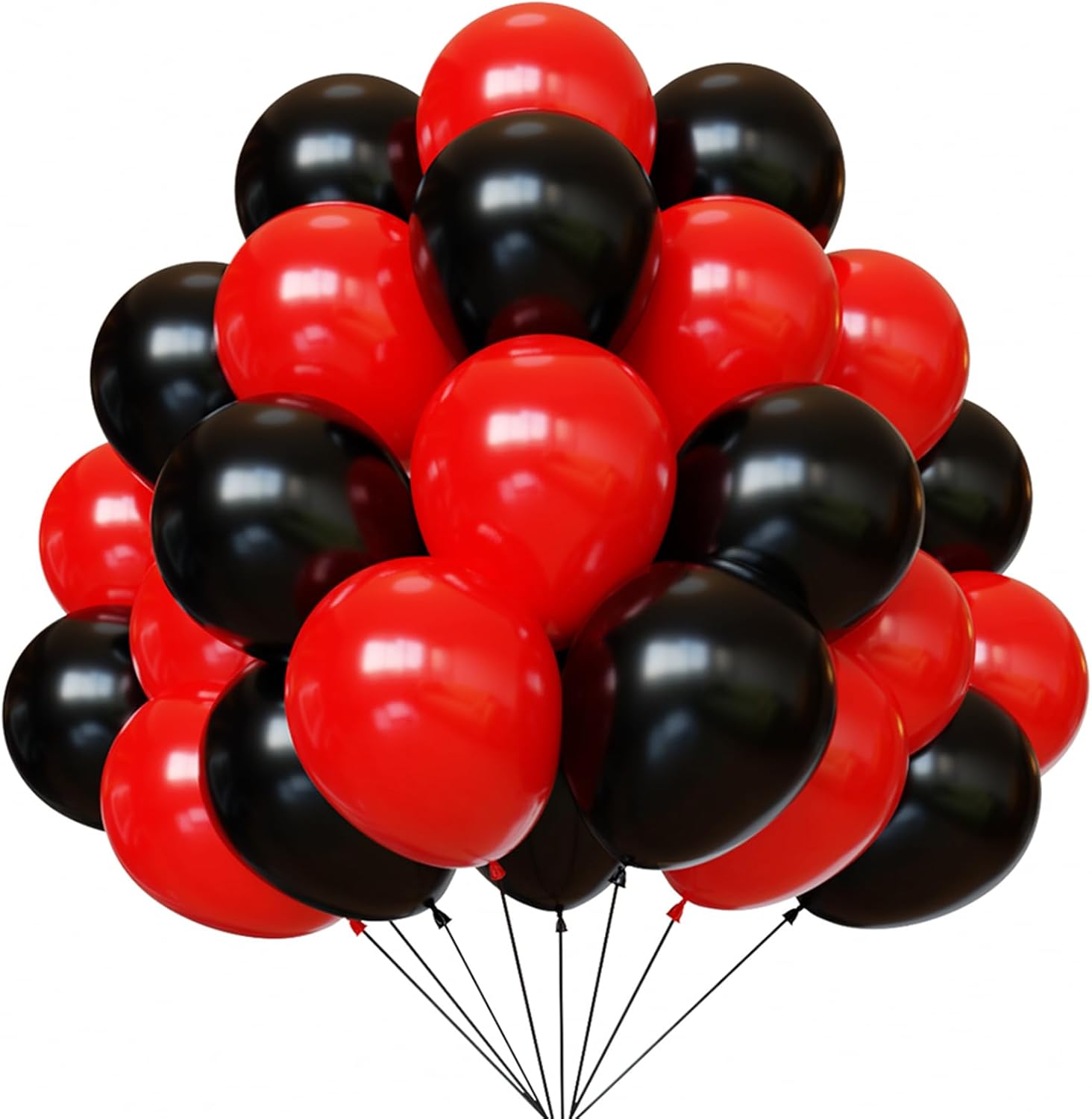Red and Black Latex Balloons 12 Inch Party Decor Set