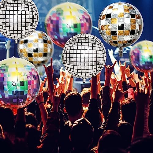 Kaluofan 9PCS Disco Balloons 22 Inches 4D Colorful