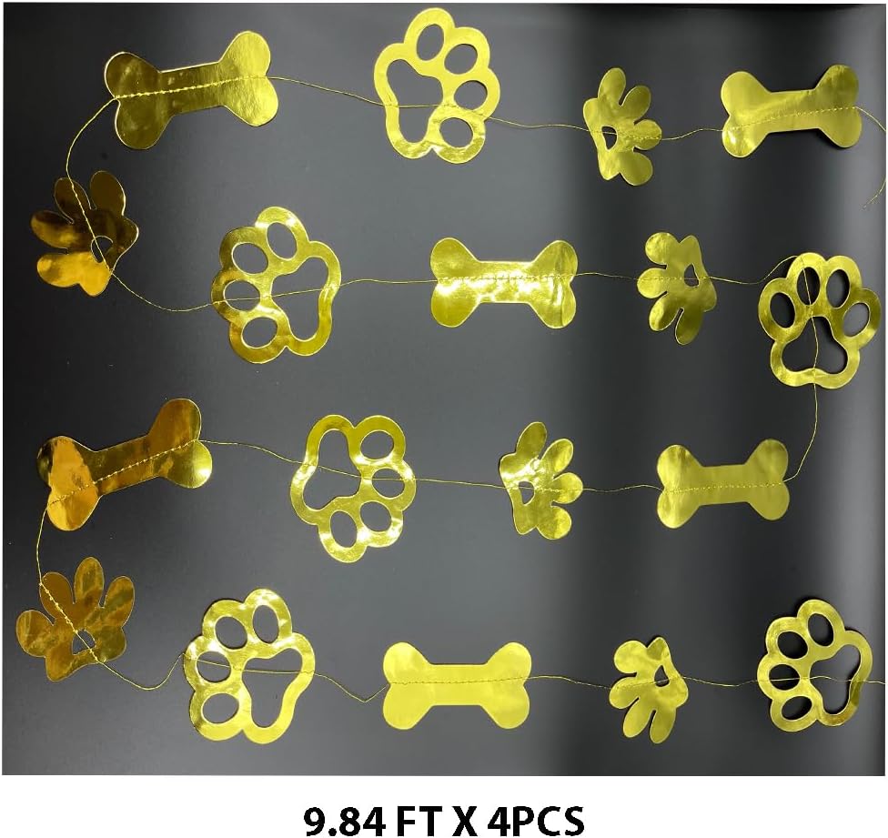 Gold Double Sided Dog Paw Party Banner Decorations