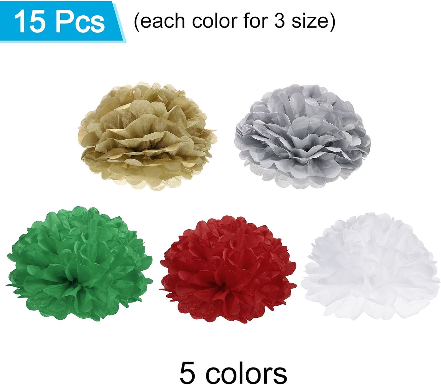 Uxcell 15pcs Tissue Paper Pom Poms Wedding Decor