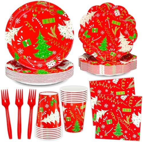 DYLIVeS Christmas Tree Party Supplies Set 24 Guests