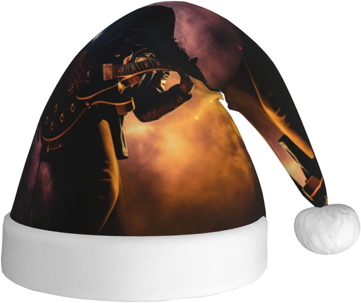 Personalized Santa Hat with Musical Guitar Print for Women