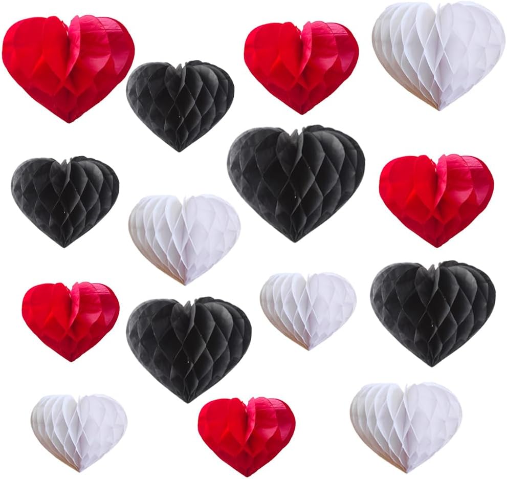 Honeycomb Ball Paper Hearts 15pcs Party Decorations