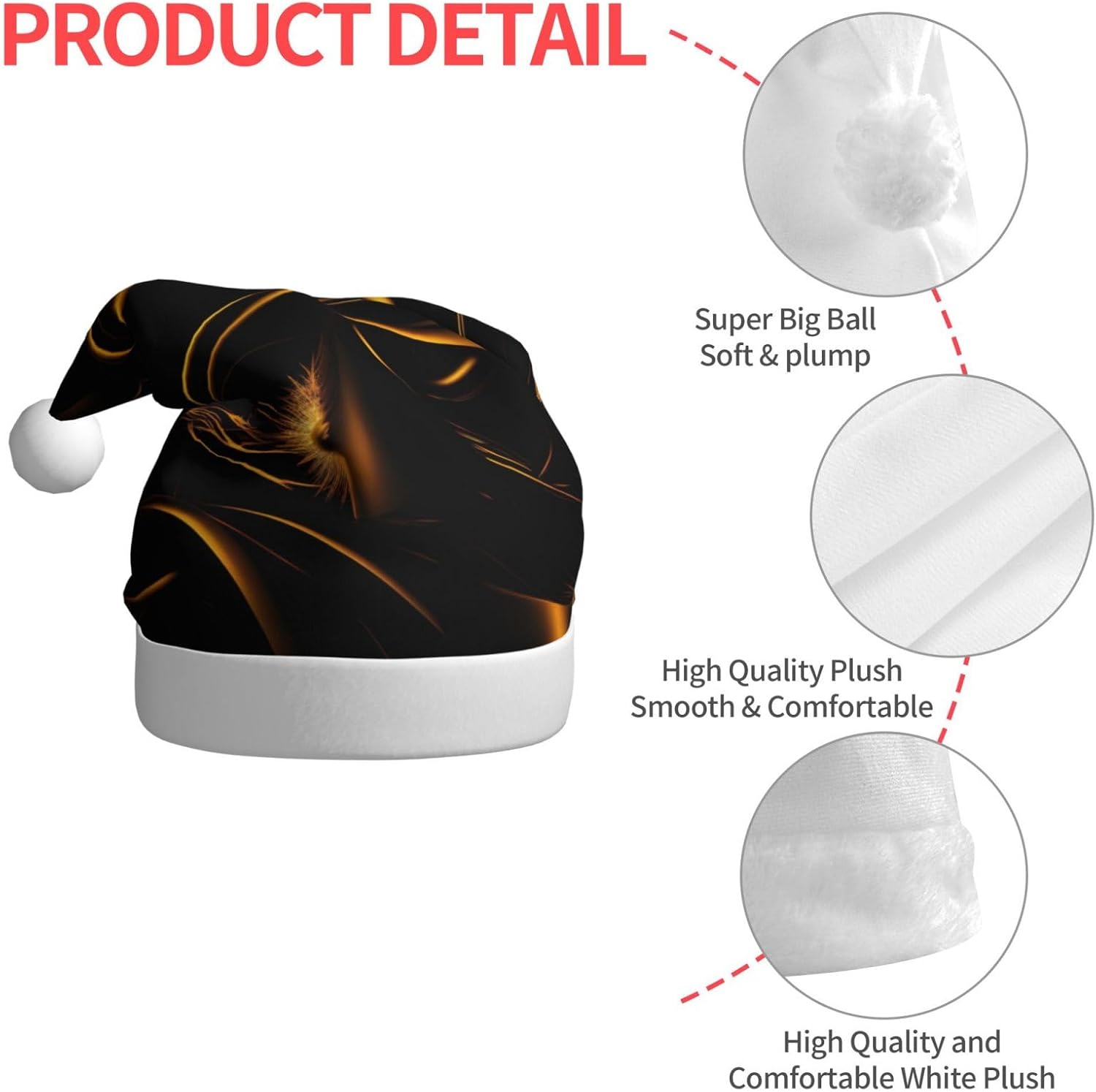 QinZheng Personalized Santa Hat Black Gold Velvet Plush