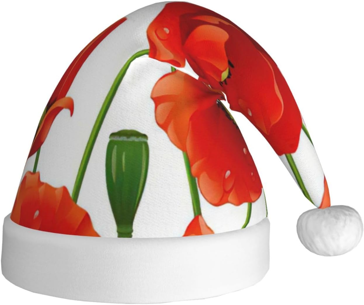 Personalized Flower Print Santa Hat for Women