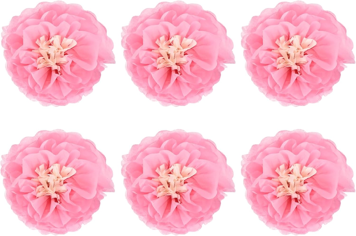 Rebower 6 Pcs Pink Paper Flowers 8 Inch Decor