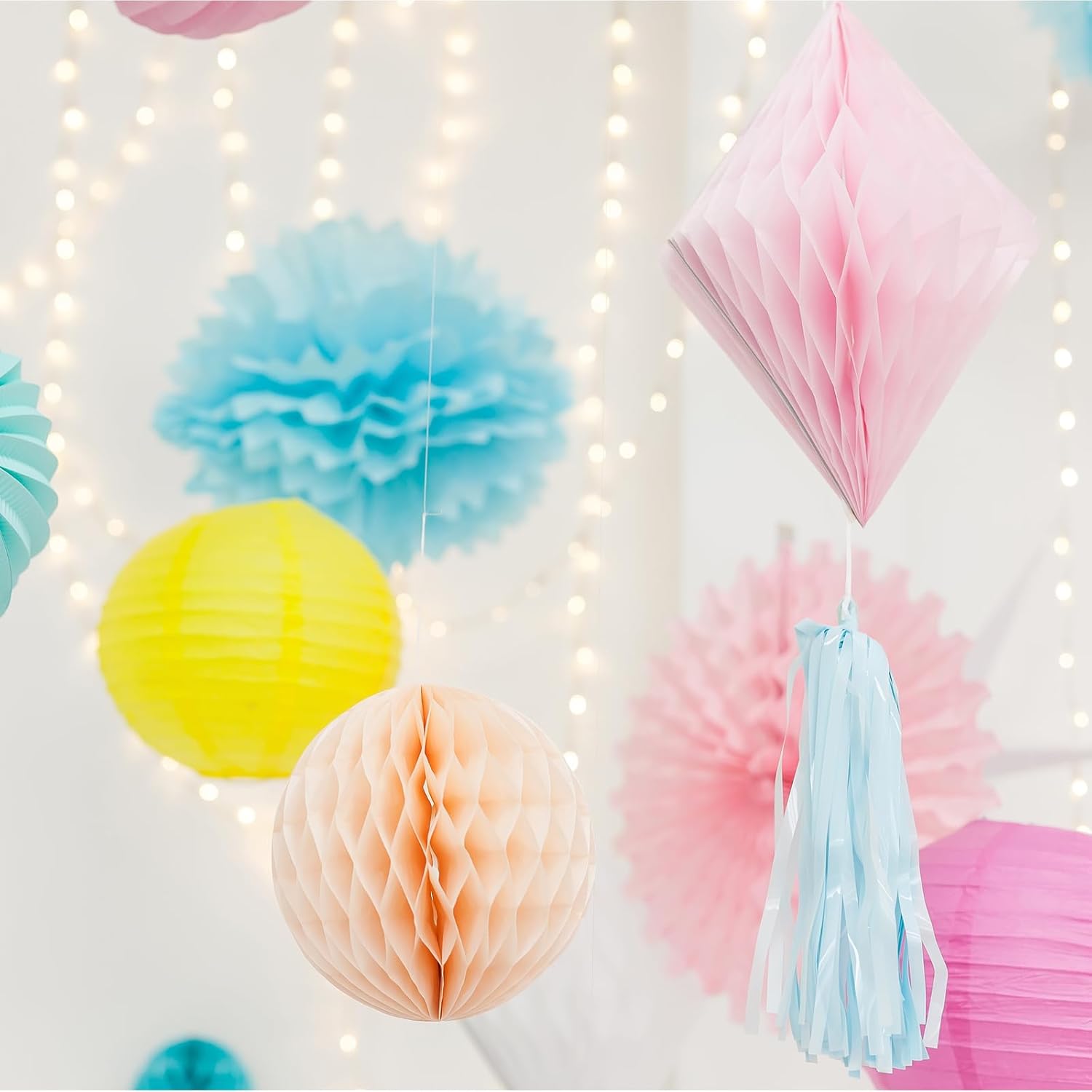 PATIKIL 6 Inch Grey Pink Tissue Pom Poms Flowers 20 Pack