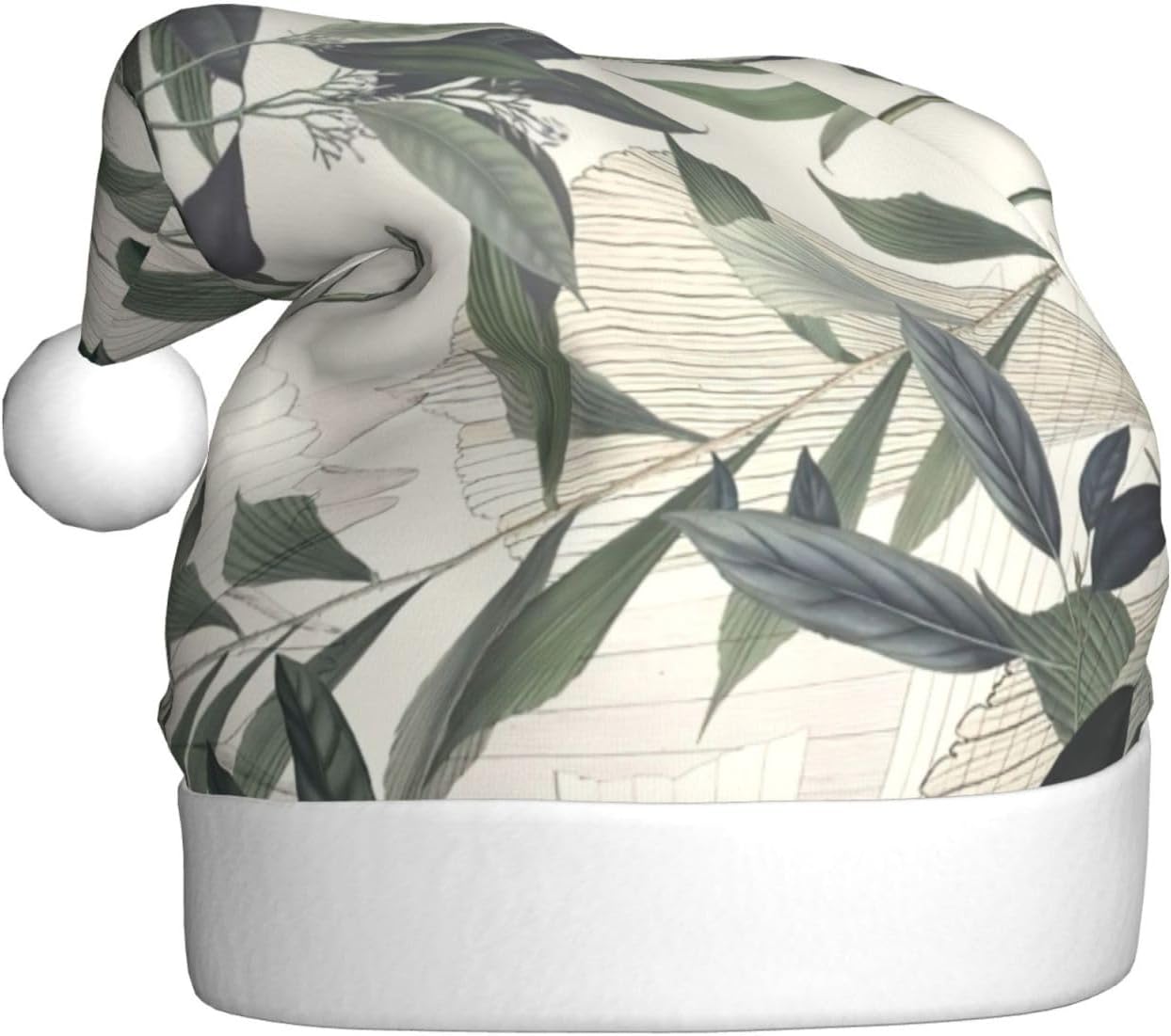 QINZHENG Personalized Santa Hat with Palm Tree Leaves Design