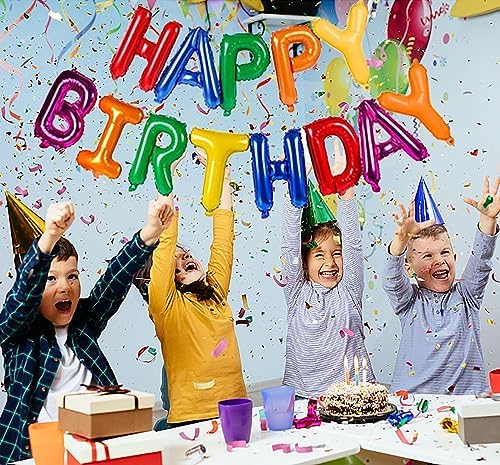 Rainbow Happy Birthday Balloons Banner 16 Inch Mylar Foil Letters Sign