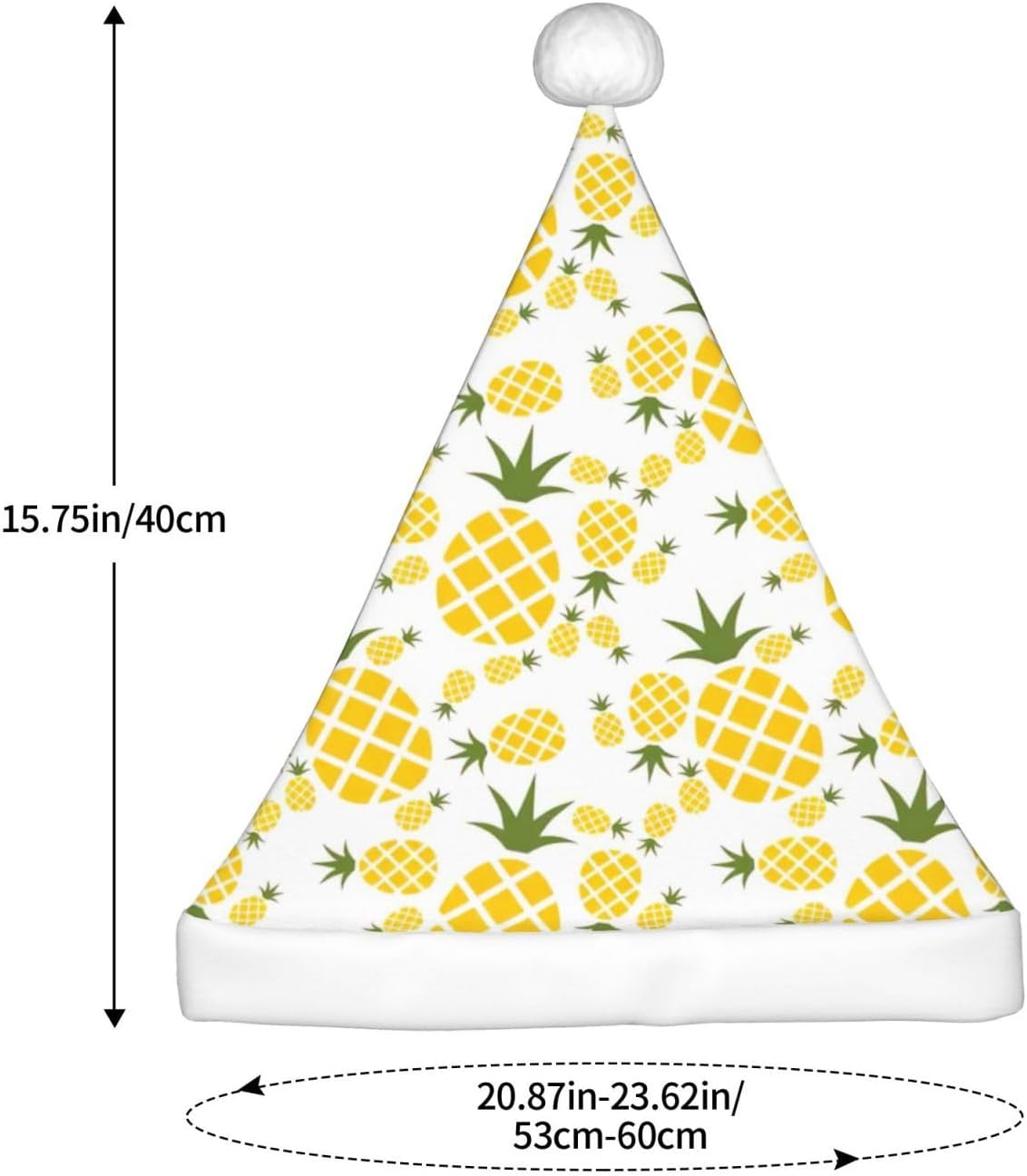 QINZHENG Pineapple Santa Hat Personalized Velvet Plush Christmas Hat for Women Adult
