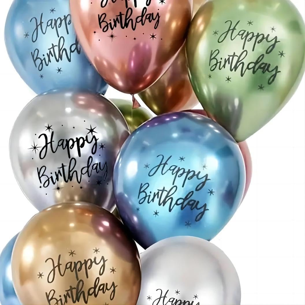 DUILE Metal Happy Birthday Balloons Decorative Party Supplies