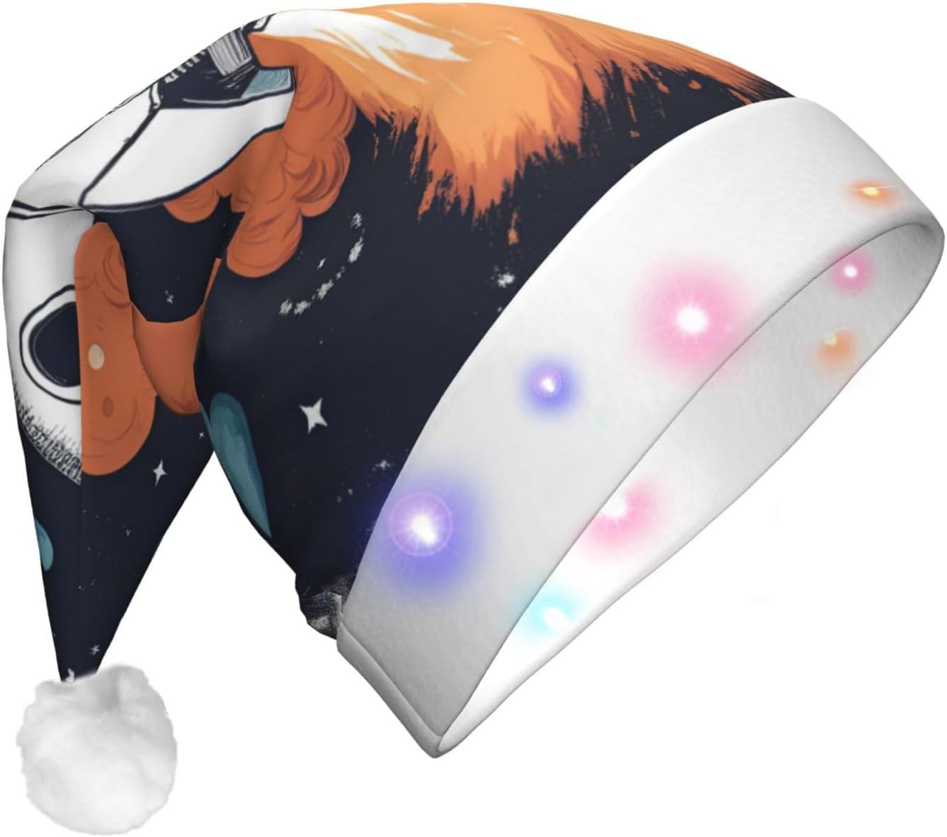 QINZHENG LED Light Up Santa Hat for Adults Christmas Party Hat