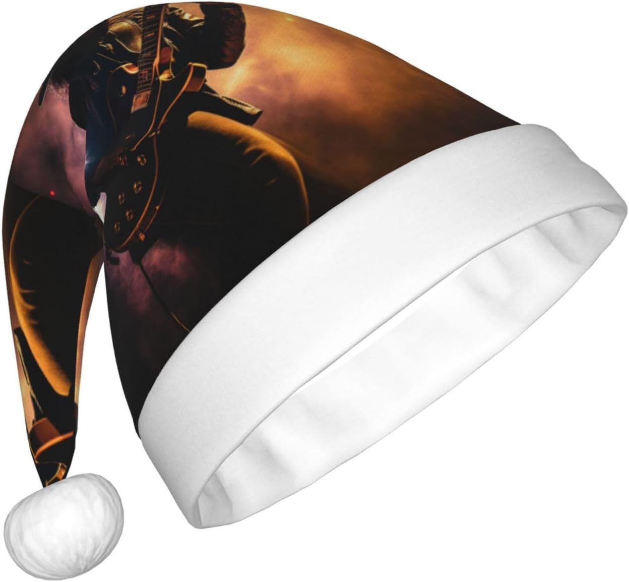 Personalized Santa Hat with Musical Guitar Print for Women