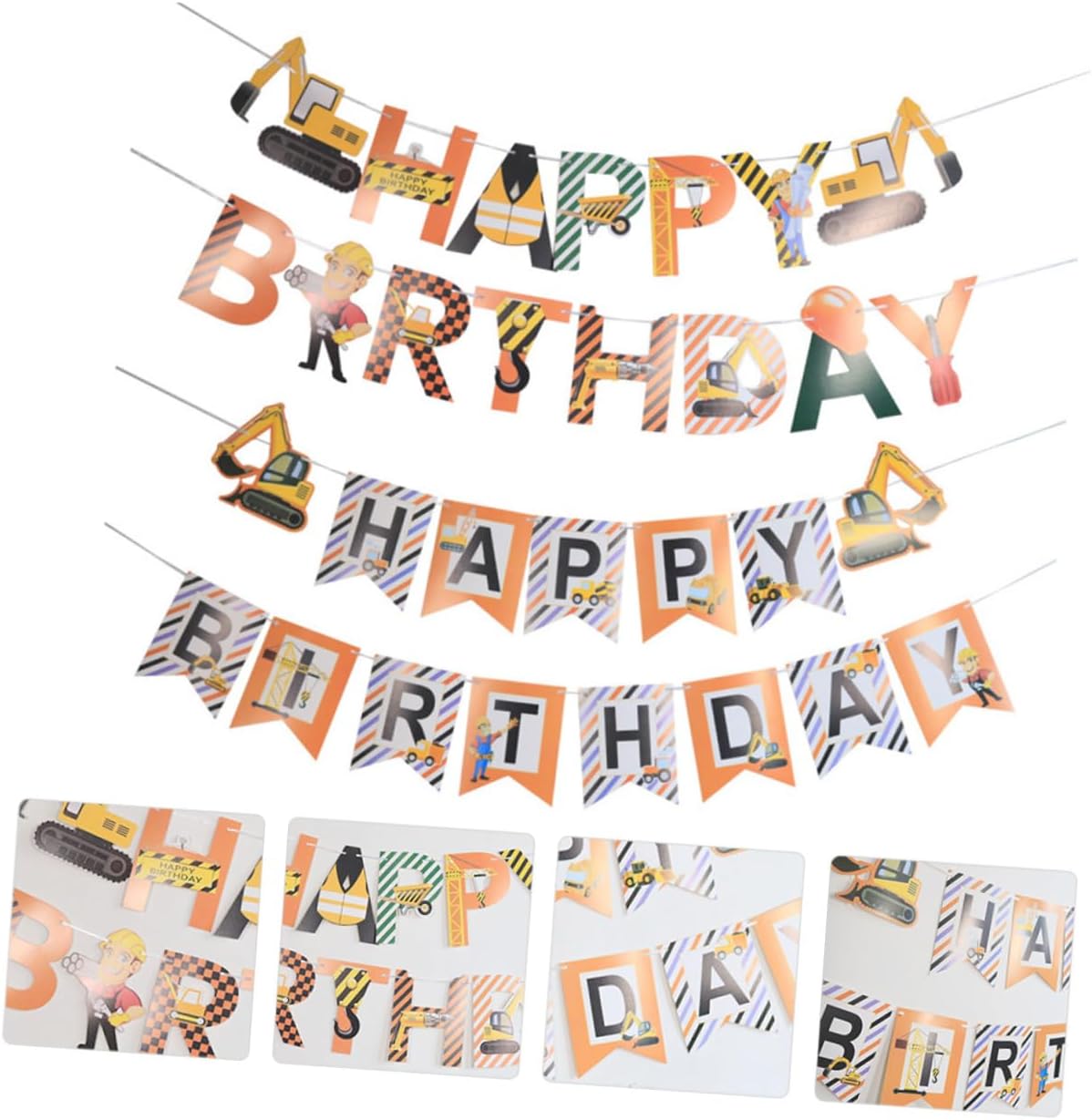2pcs Car Themed Birthday Hanging Flags for Boys and Girls