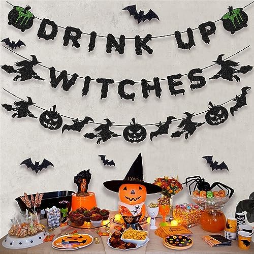 KOKAR Halloween Decorations - Witches Banner Garland with Bats Pumpkin