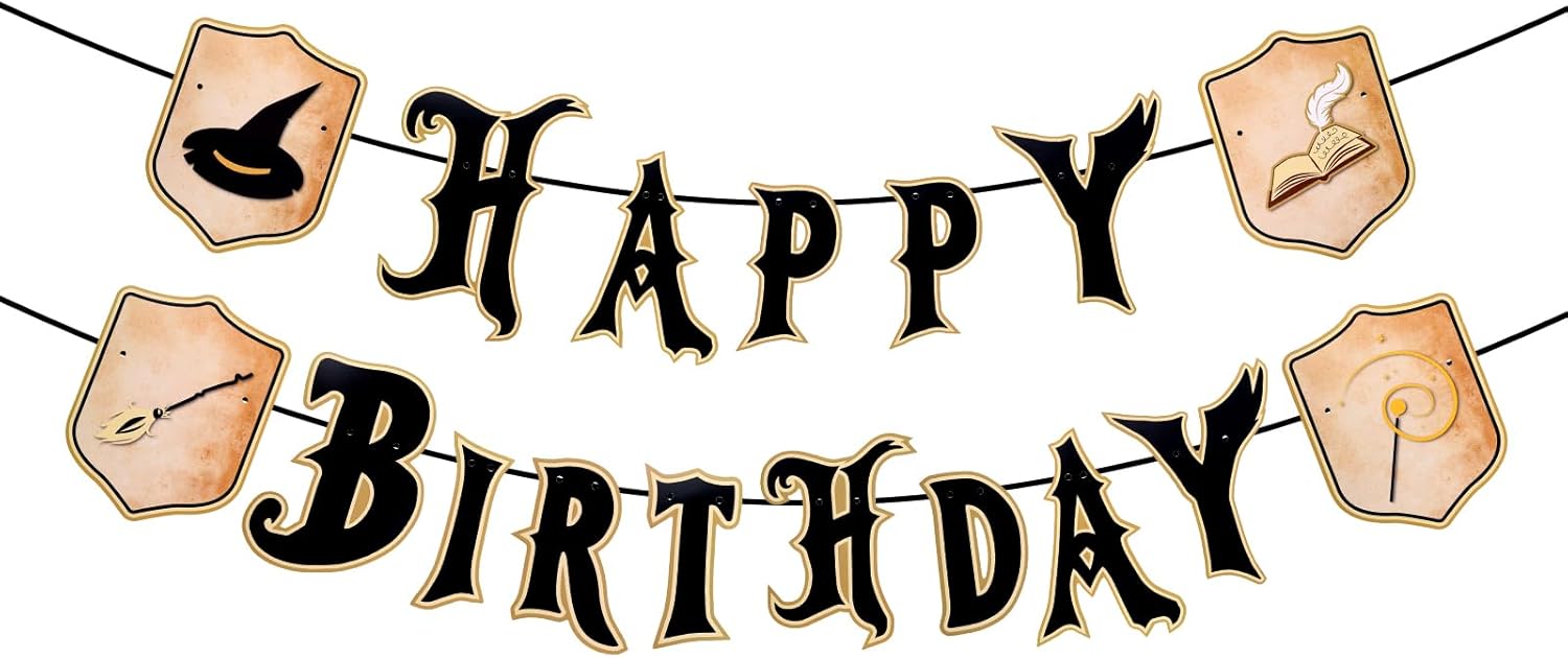 Wizard Themed Happy Birthday Banner Set