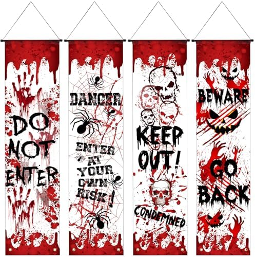 4 Pcs Halloween Bloody Banners for Party Decorations
