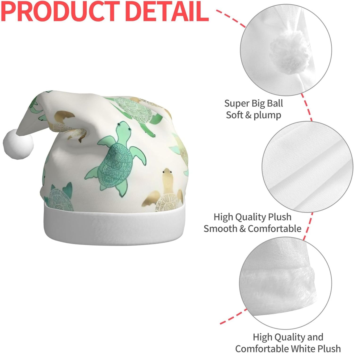 QINZHENG Personalized Santa Hat with Turtle Print