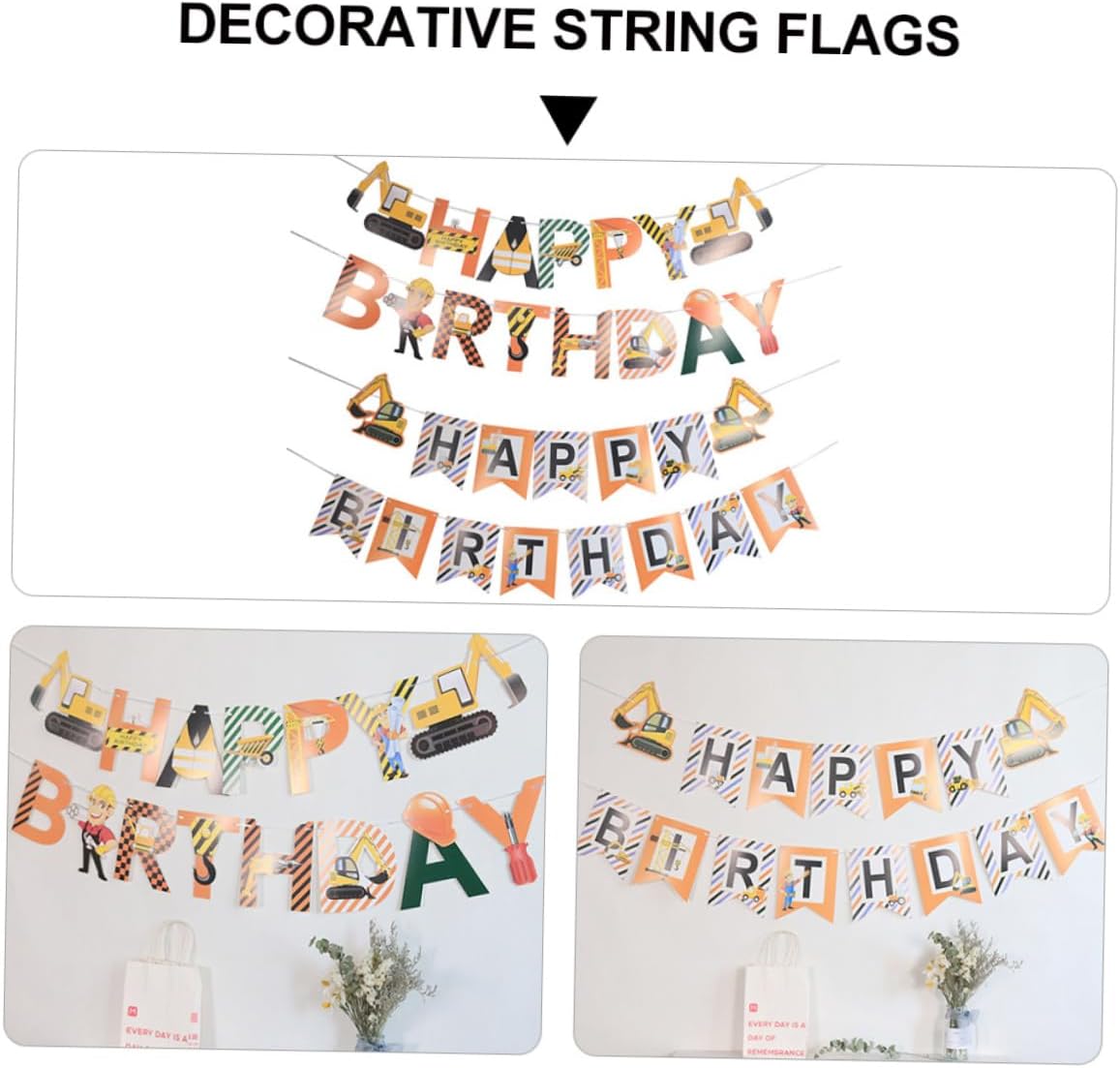 Milisten 2pcs Car Themed Birthday Hanging Flags