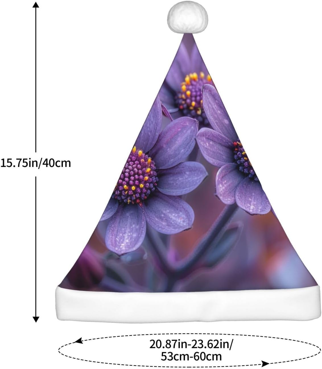 QINZHENG Personalized Santa Hat with Three Flowers Print